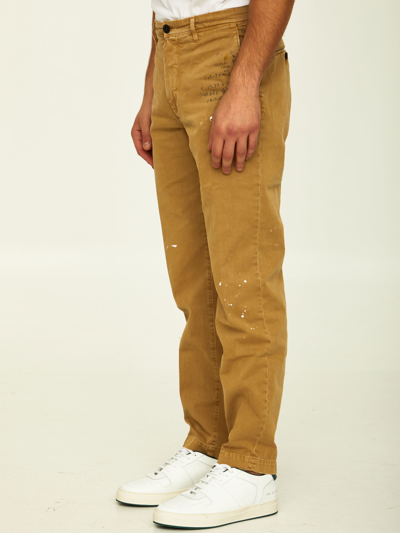 Shop Incotex Red Camel Cotton Trousers