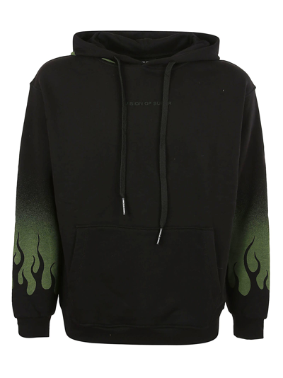 Shop Vision Of Super Hoodie With Negative Flames In Black