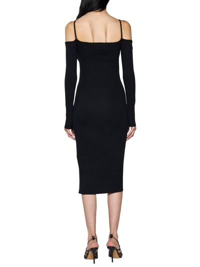 Shop Jacquemus Sierra Off-shoulder Long-sleeved Dress In Black