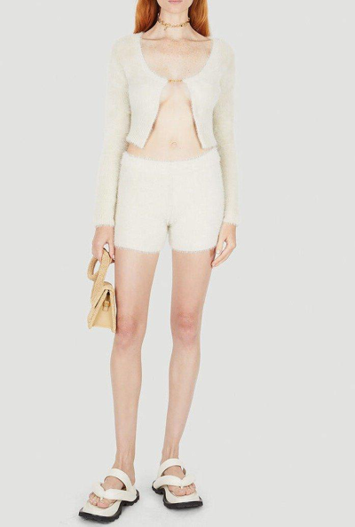 Shop Jacquemus Le Neve Fluffy Bike Shorts In Off-white