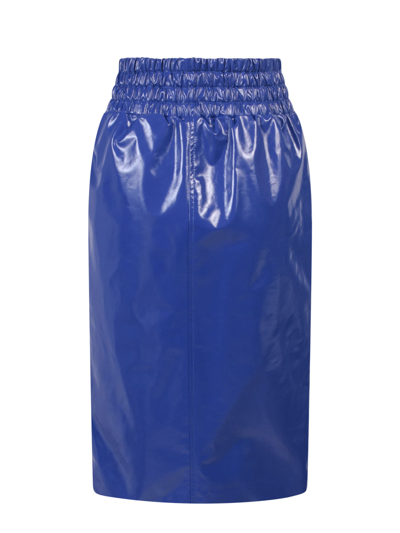 Tom Ford Thigh-slit Leather Pull-on Midi Skirt In Blue