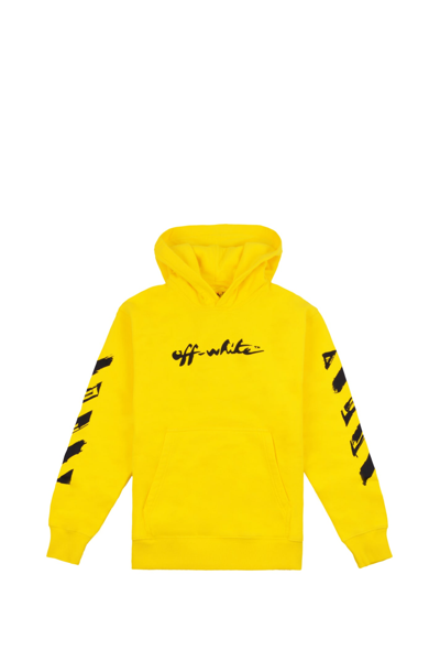 Shop Off-white Cotton Sweatshirt With Hood In Yellow