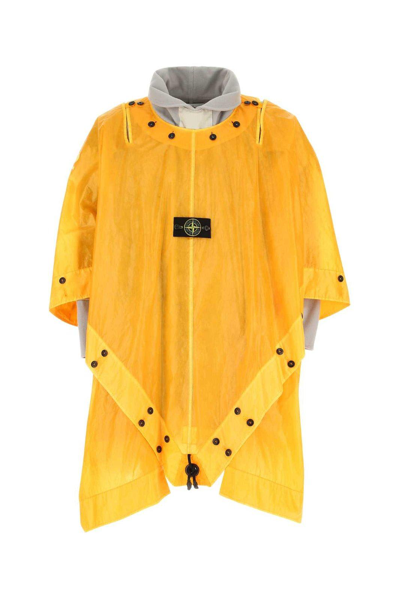 Shop Stone Island Logo-patch Cape Coat In Yellow
