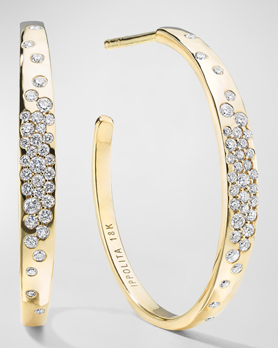 Shop Ippolita #2 Crinkle Hoop Earring In 18k Gold With Diamonds