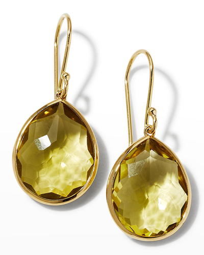 Shop Ippolita Small Teardrop Earrings In 18k Gold In Green Citrine