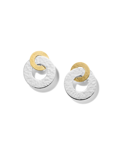 Shop Ippolita Hammered Interlocking Open Disc Earrings In Chimera In Gold And Silver