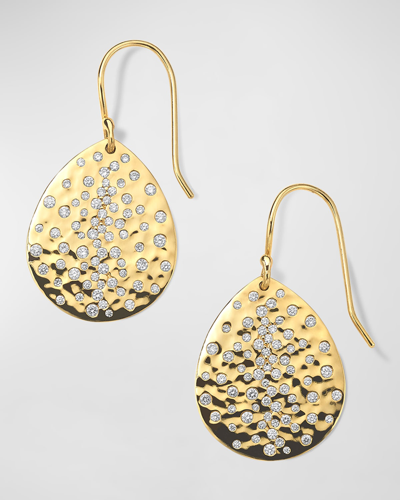 Shop Ippolita Crinkle Teardrop Earrings In 18k Gold With Diamonds