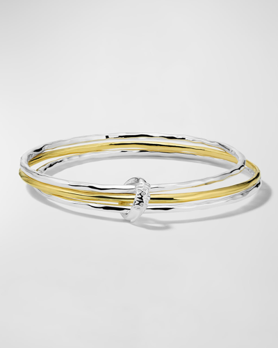 Shop Ippolita Mixed Texture Bangle Set In Chimera In Gold And Silver