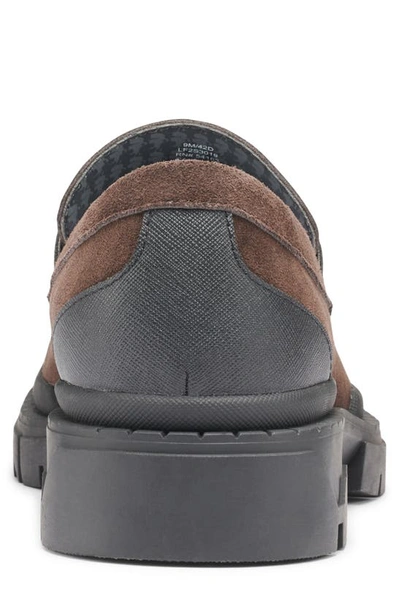 Shop Karl Lagerfeld Leather Lug Sole Penny Loafer In Dark Brown