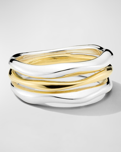 Shop Ippolita Triple-band Squiggle Ring In Chimera In Gold And Silver
