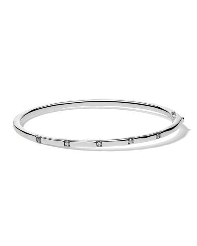 Shop Ippolita Thin Hinged Bangle In Sterling Silver With Diamonds