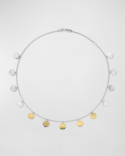 Shop Ippolita Hammered Paillette Disc Necklace In Chimera In Gold And Silver