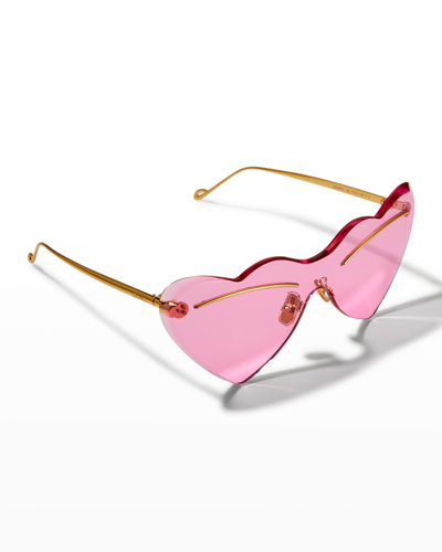 Shop Loewe Figurative Metal Heart-shaped Sunglasses In Shiny Endura