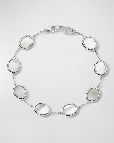 Shop Ippolita Mini Oval Slice Chain Bracelet In Sterling Silver In Mother Of Pearl