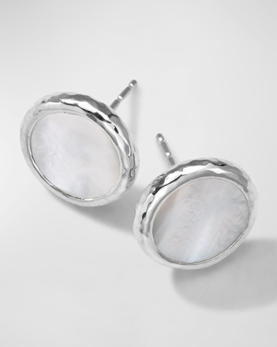 Shop Ippolita Small Flat Stud In Sterling Silver In Mother Of Pearl