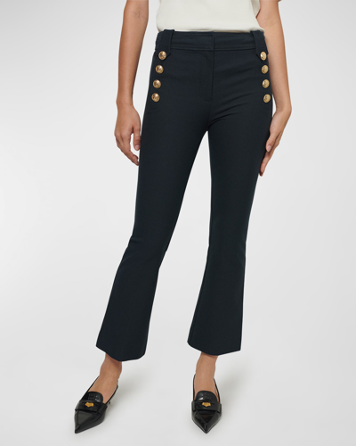 Derek Lam 10 Crosby Robertson Cropped Flare Trousers With Sailor Buttons In Navy