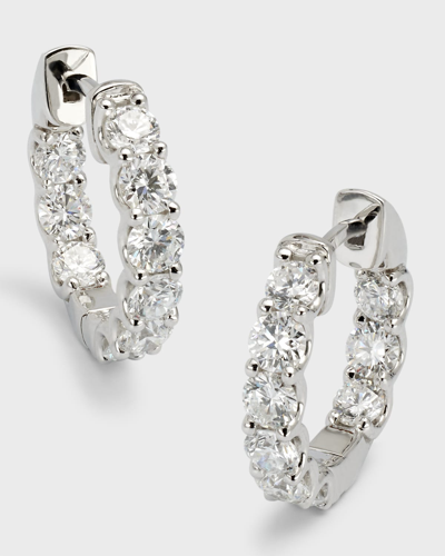 Shop Neiman Marcus Lab Grown Diamonds Lab Grown Diamond 18k White Gold Round Hoop Earrings, 0.5"l, 1.8tcw