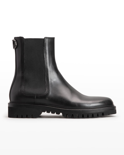 Shop Valentino Men's Napa Leather Combat Boots In Black