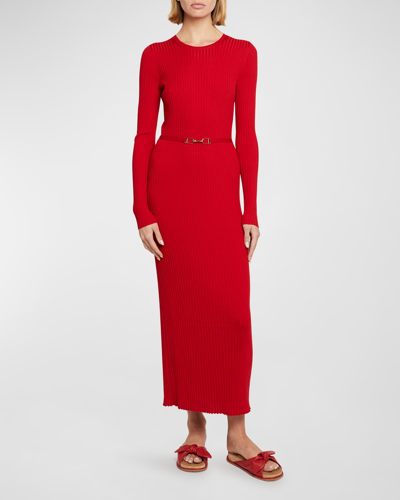 Shop Gabriela Hearst Luisa Belted Maxi Dress In Red