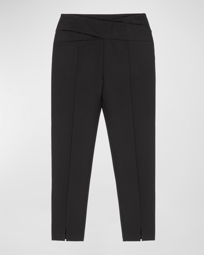 Shop Habitual Girl's Wrap Front Ponte Pants In Black