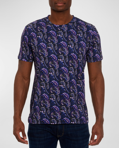 Shop Robert Graham Men's Pallas Crewneck T-shirt In Purple