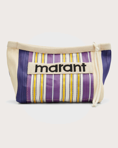 Shop Isabel Marant Powden Striped Canvas Clutch Bag In Multi