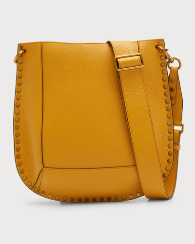 Shop Isabel Marant Oskan Studded Grainy Leather Shoulder Bag In Ochre