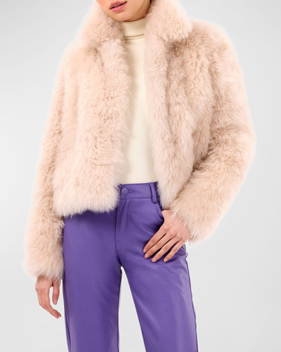 Shop Gorski Cashmere Goat Fur Jacket In Light Beige