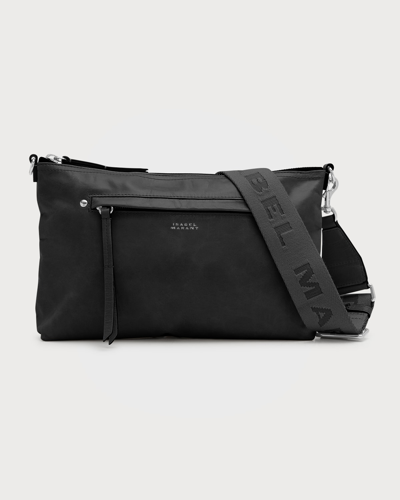Shop Isabel Marant Nessah Zip Leather Shoulder Bag In Black