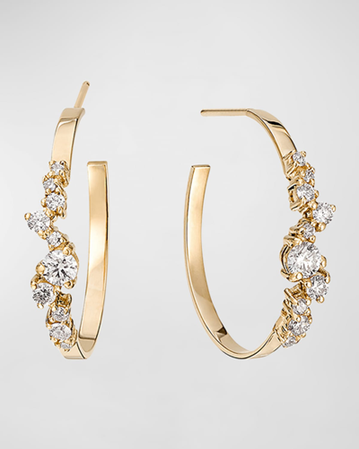 Shop Lana Flat Diamond Cluster Solo Hoop Earrings, 22mm In Yg