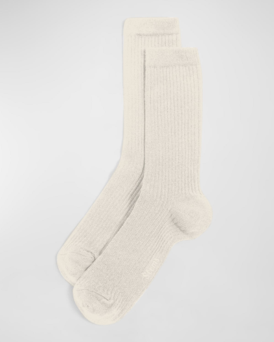 Shop Stems Ribbed Cashmere-blend Crew Socks In Ivory