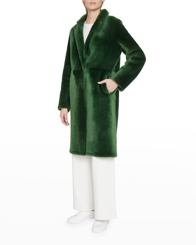 Shop Yves Salomon Reversible Lamb Shearling Trench Coat In Prairie