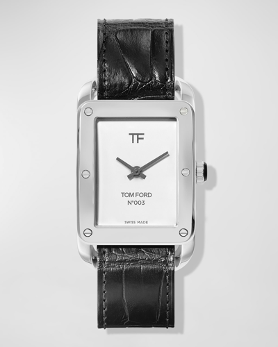 Shop Tom Ford Men's  N.003 Watch, Stainless Steel With Alligator Strap In White