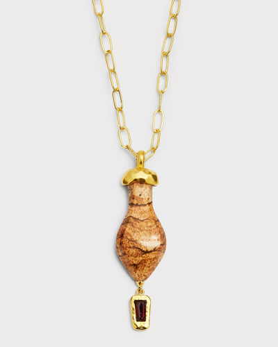 Shop Pamela Love Stone Serpentine Pendant Necklace In Gold