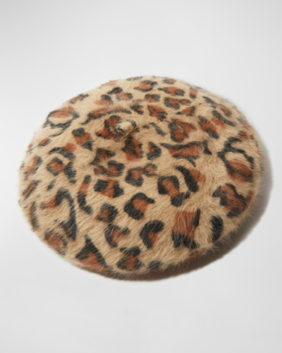 Shop Lele Sadoughi Leopard-print Wool Felt Beret