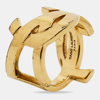 Pre-owned Saint Laurent Gold Tone Opyum Ring Size Eu 54.5