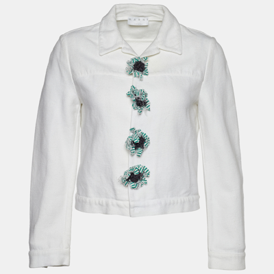Pre-owned Marni White Cotton & Linen Contrast Button Detail Jacket M