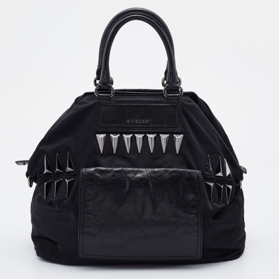 Pre-owned Givenchy Black Nylon And Leather Studded Tote