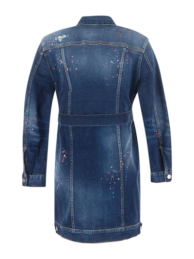 Shop Dsquared2 Splatter Paint Denim Jacket In Blue