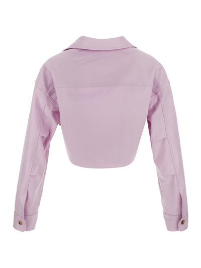 Off-white Co Twist Cropped Cargo Shirt In Pink