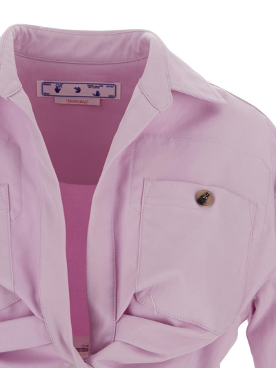 Shop Off-white Twist-front Cropped Cargo Shirt In Pink