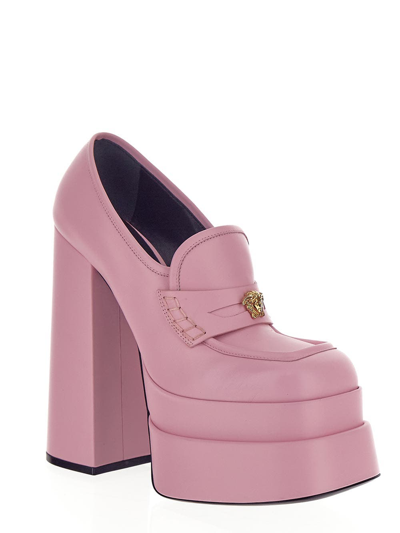 Shop Versace Aevitas Platform Loafers In Pink