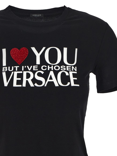 Shop Versace "i Love You" Black T-shirt