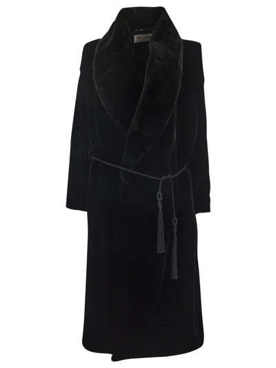 Shop Saint Laurent Robe Coat In Black