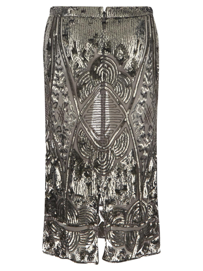 Shop Saint Laurent Paillettes Midi Skirt In Metallic