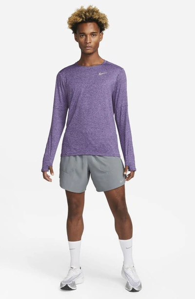Nike Element Dri-fit Long Sleeve Running T-shirt In Action Grape/ Cave Purple