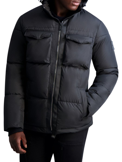 Shop Karl Lagerfeld Men's Utility Puffer Jacket In Black