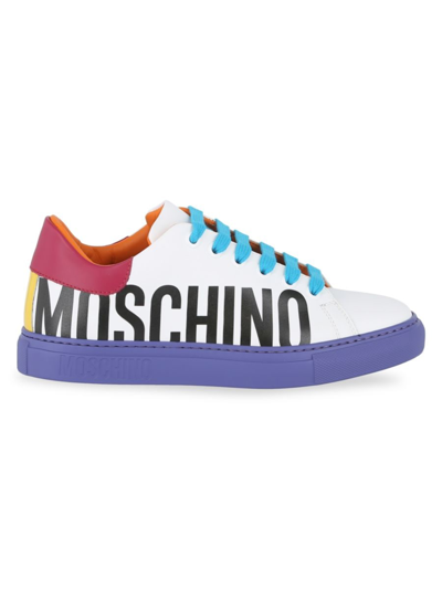 Shop Moschino Women's Logo Colorblock Leather Sneakers In Fantasy Print