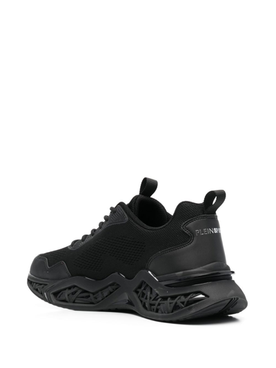 Plein Sport Panelled Lace-up Sneakers In Black