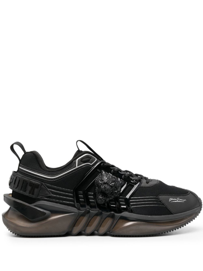 Shop Plein Sport Runner Tiger Lace-up Sneakers In Black
